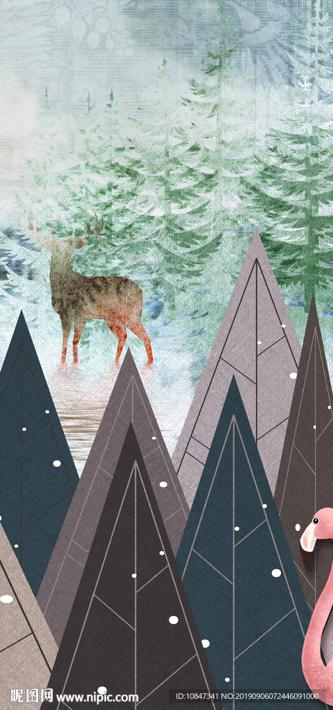 几何北欧玄关画 TIF分层