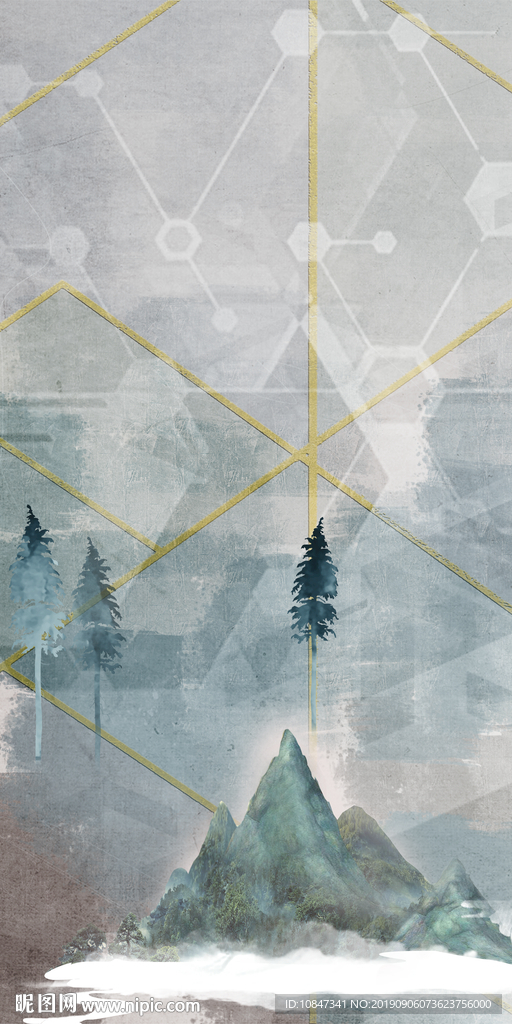 森林北欧玄关画 TIF分层