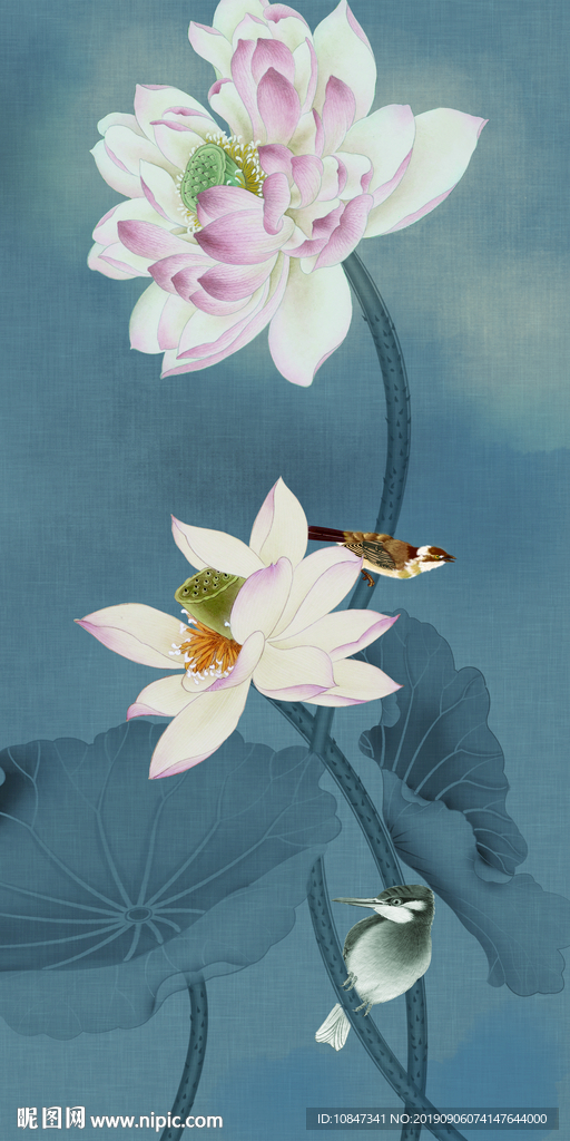 高清荷花水墨画 TIF分层