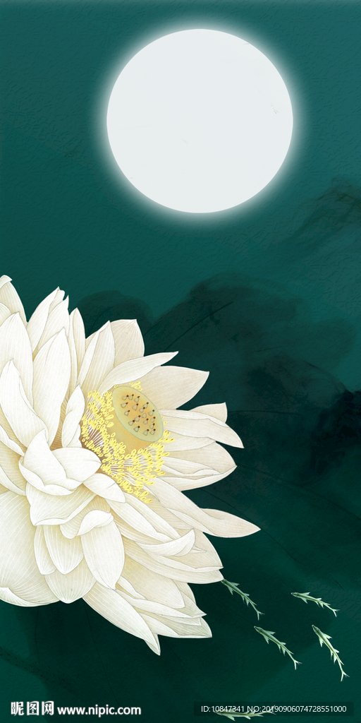 极品荷花水墨画 TIF分层