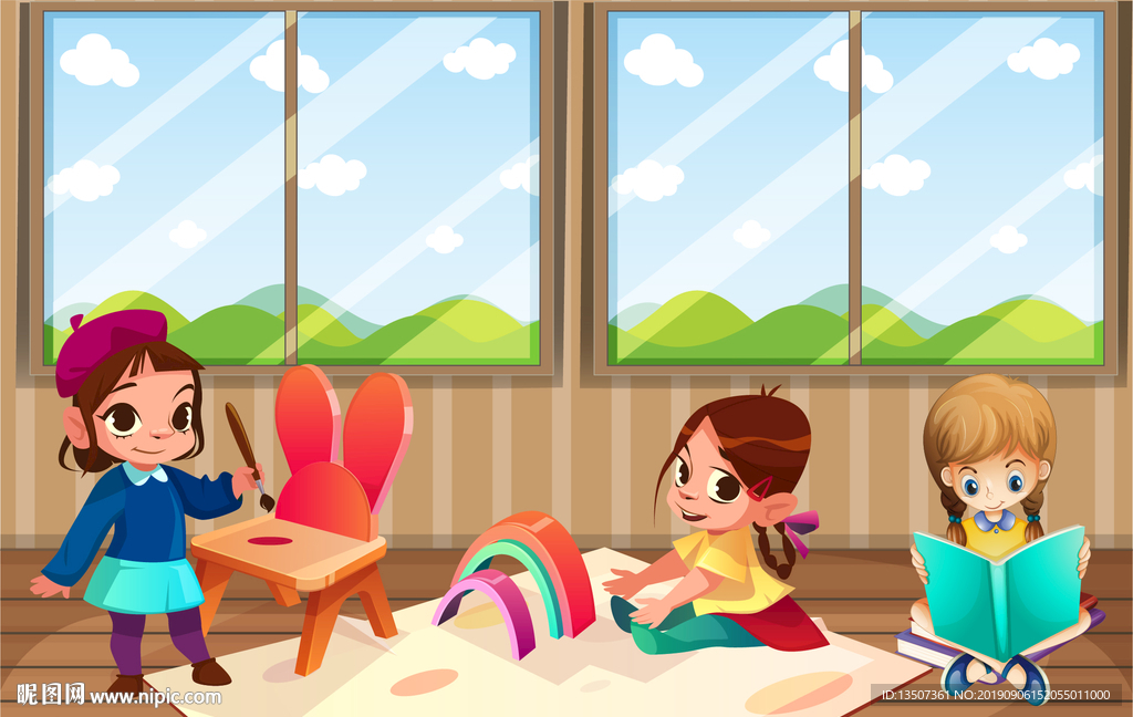 手绘幼儿园儿童兴趣爱好插画设计