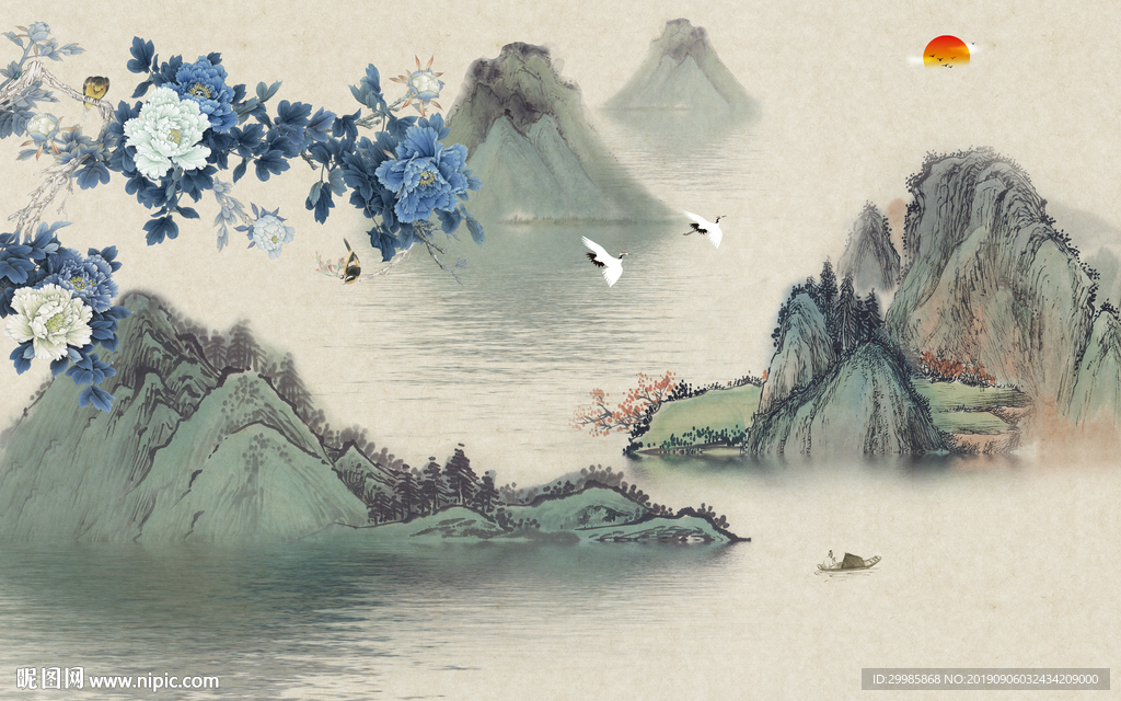 奢华山水高清画 TIF分层