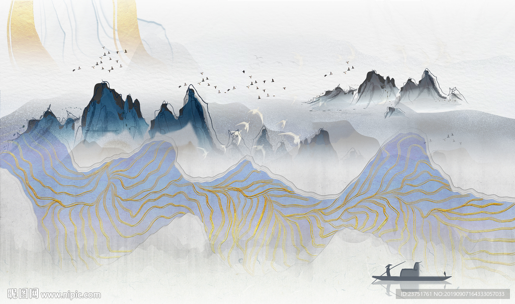 山水屏风