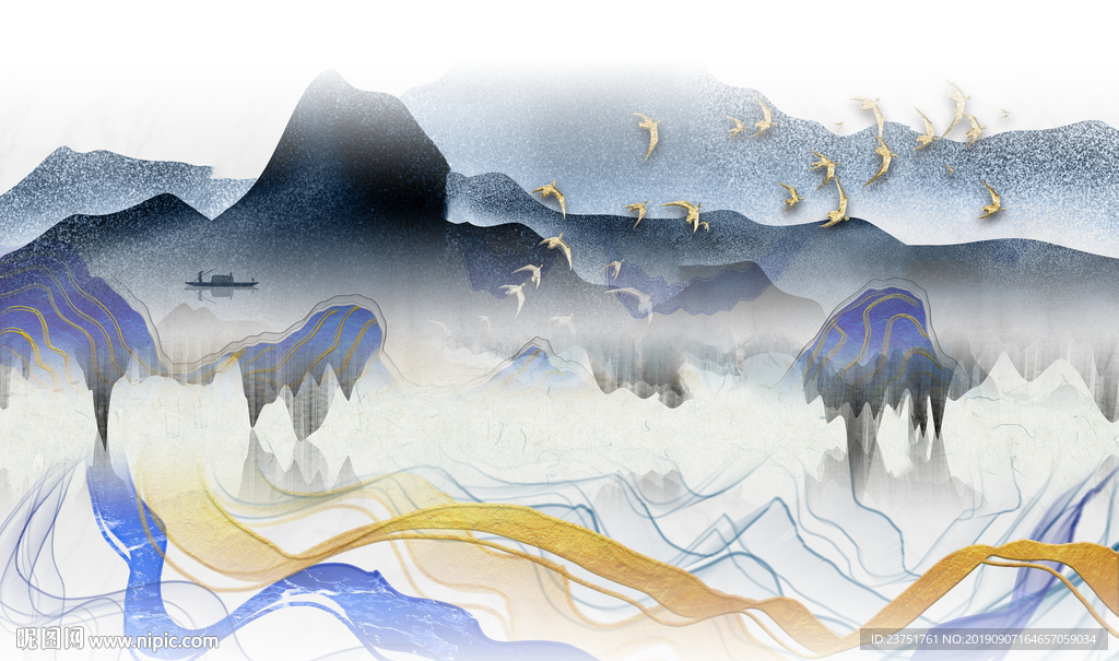 山水屏风