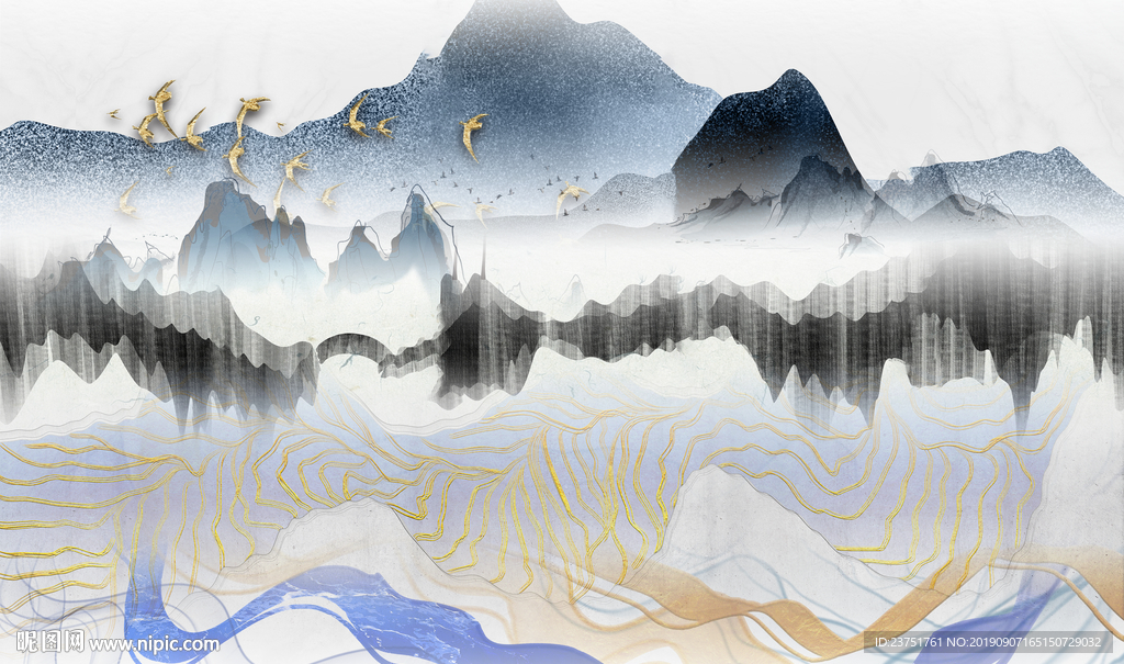 山水屏风