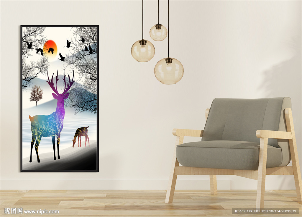 麋鹿装饰画