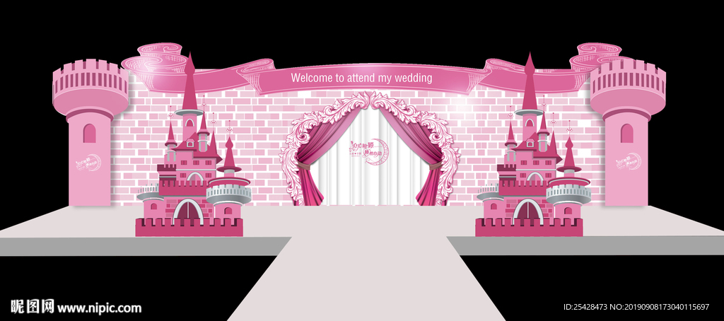 粉色主题婚礼城堡背景