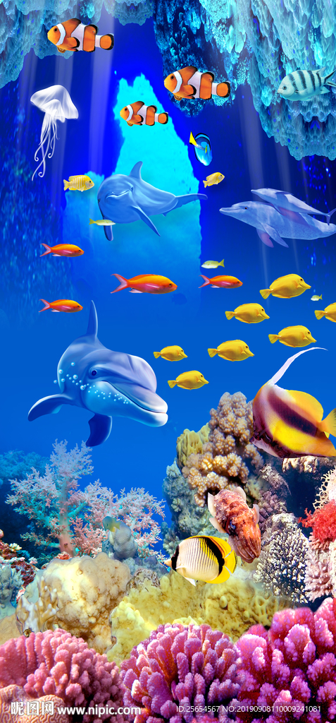 海底世界海豚过道客厅3D玄关