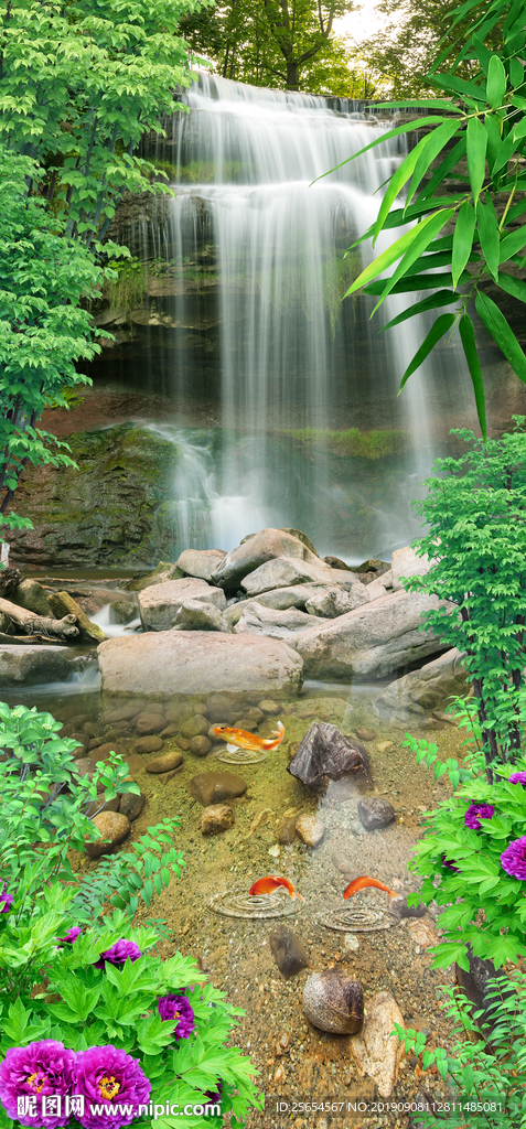 流水生财风景画玄关