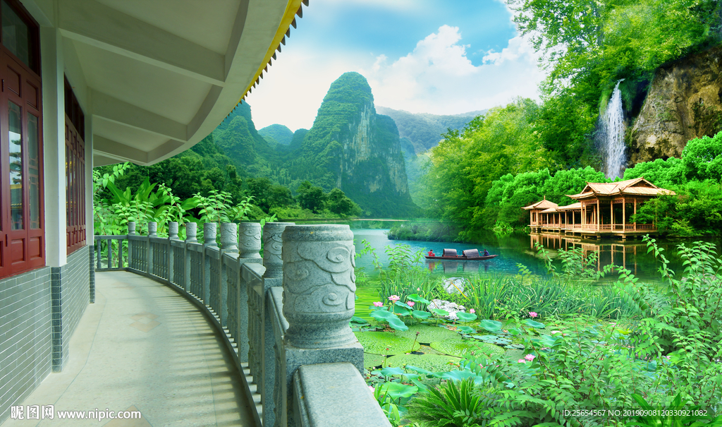 走道流水背景墙