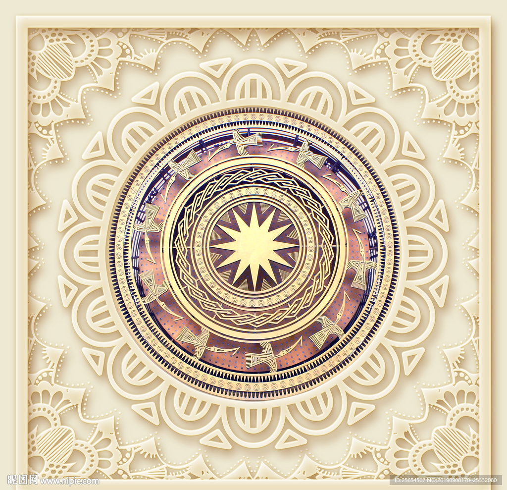 背景墙天顶壁画浮雕吊顶