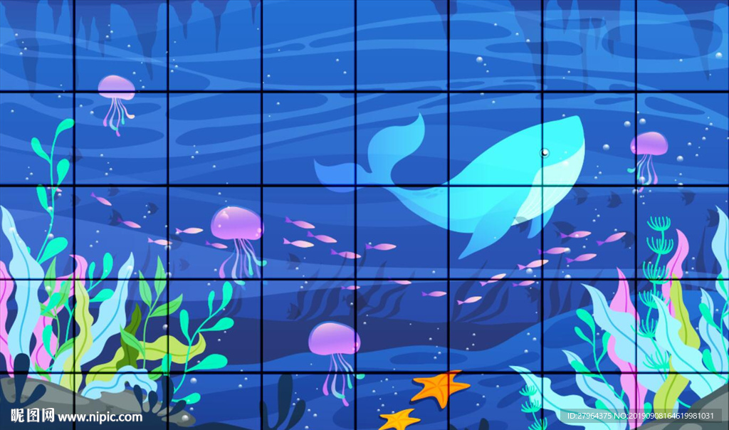 蓝色海底世界电视背景墙