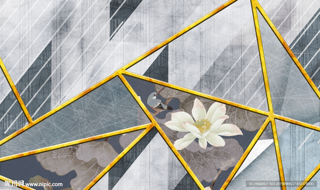 荷花几何石材 TIF分层画