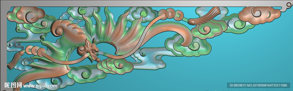 蝙蝠铜钱 角花 祥云横角透雕镂