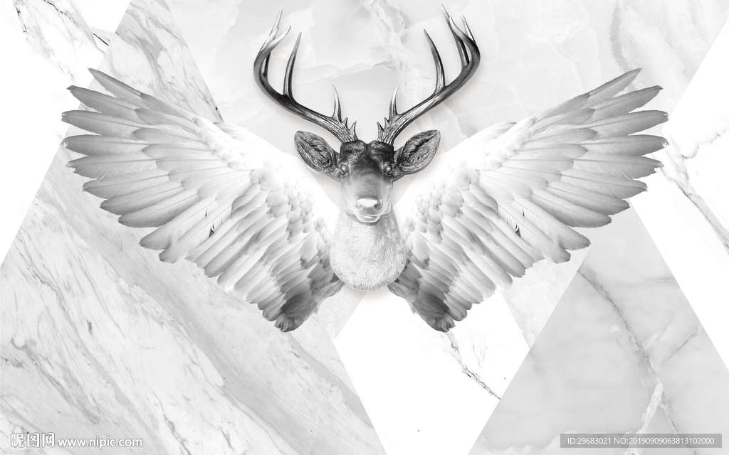 麋鹿几何石材 TIF分层画