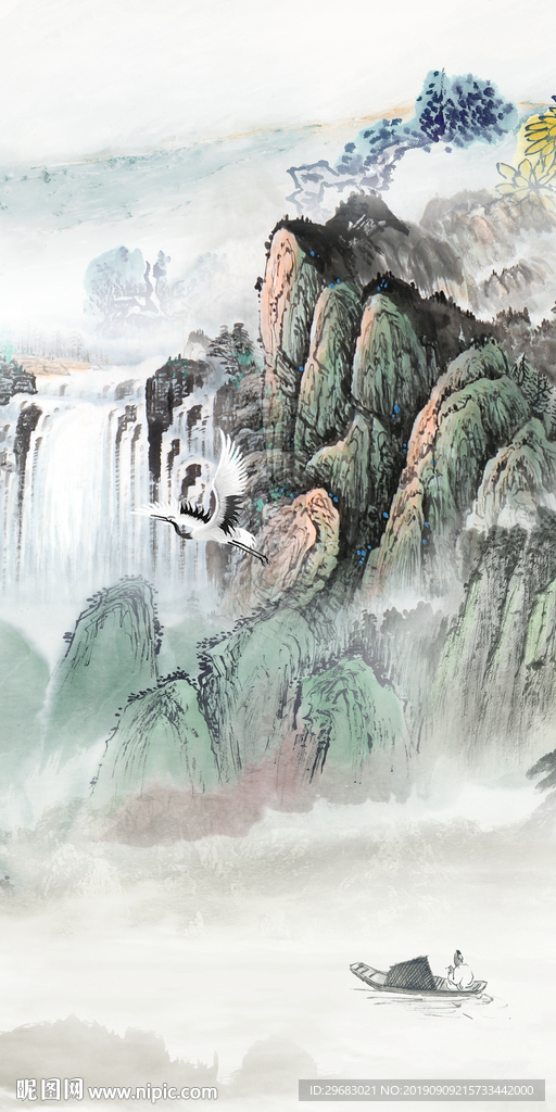 高档中式山水玄关 TIF分层