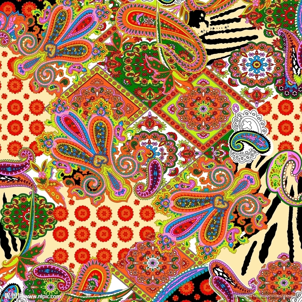 数码印花腰果花