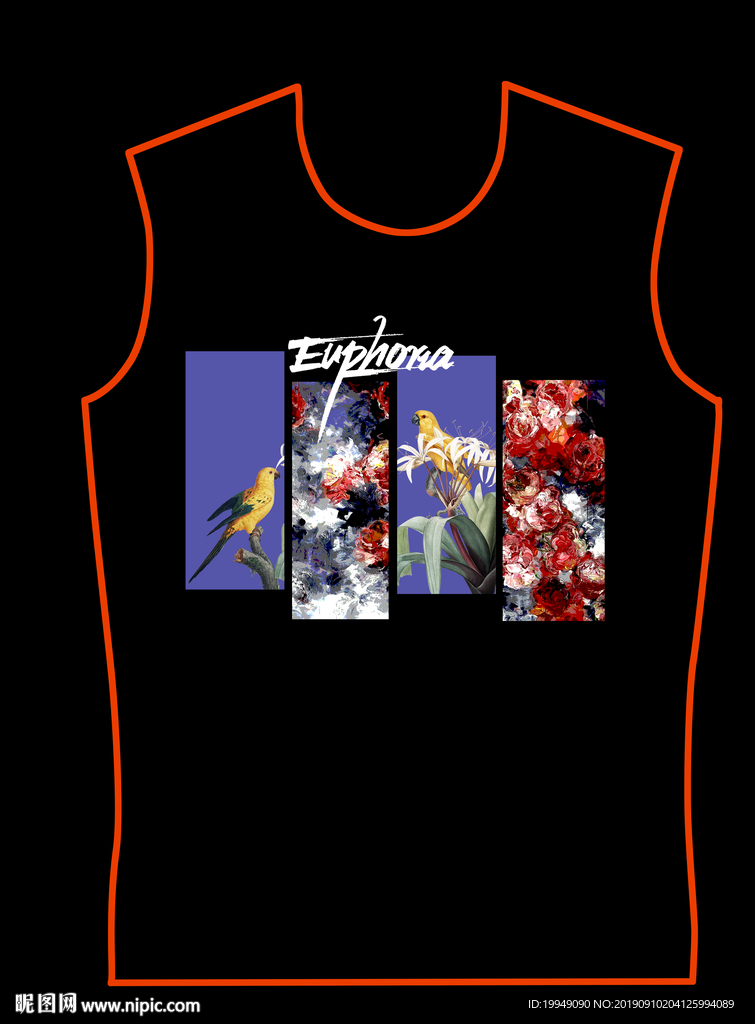 男装短袖山水印花