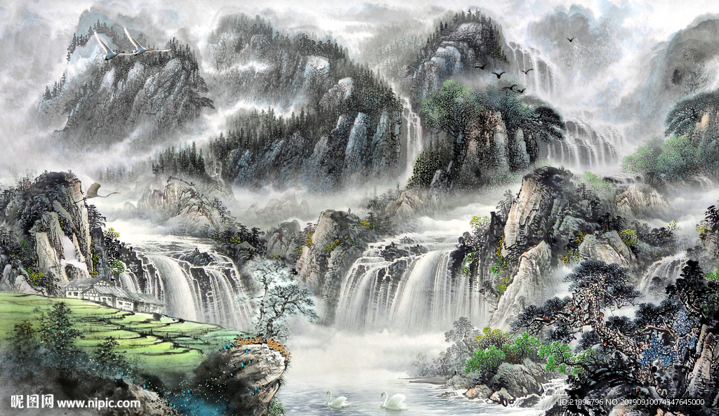 电视背景 国画山水