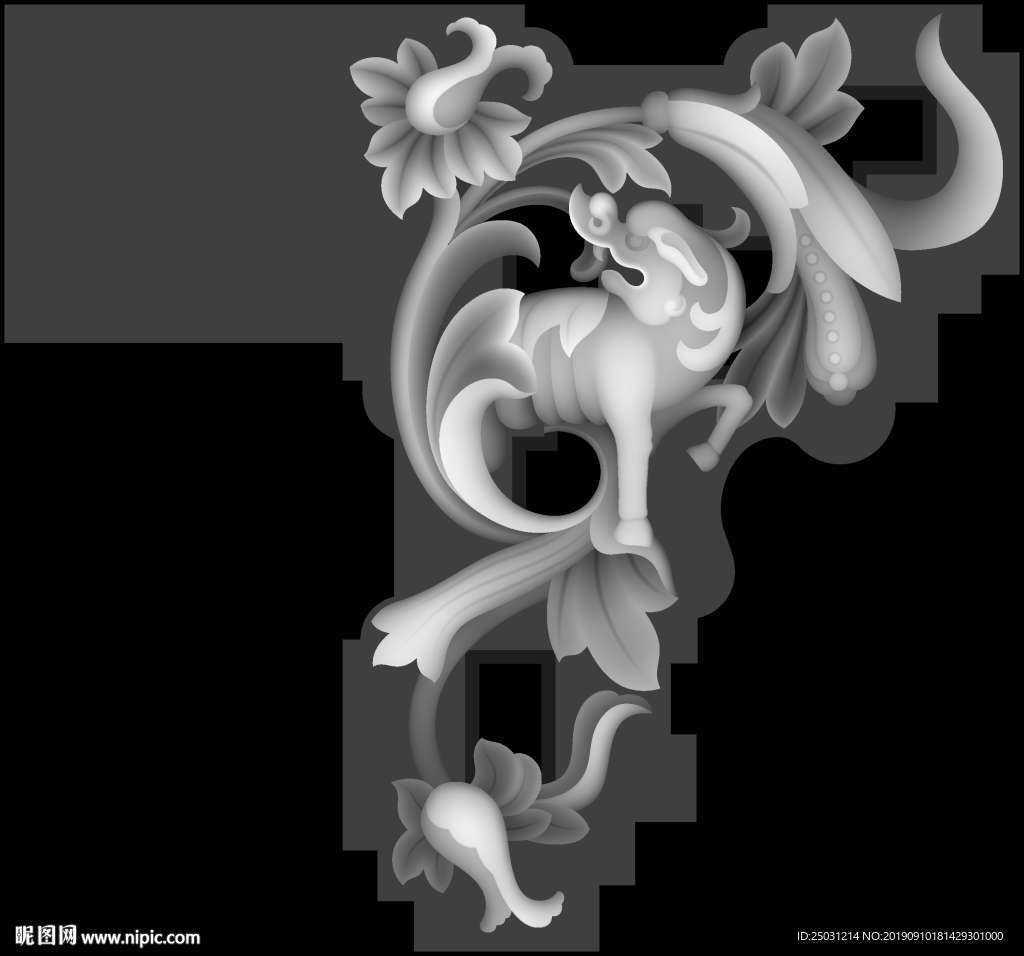 精雕灰度图角花
