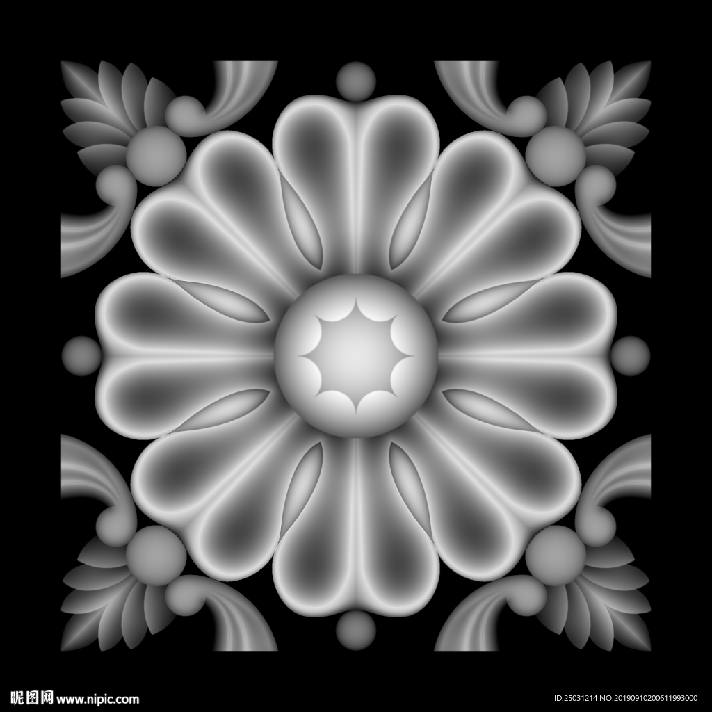 精雕灰度图角花