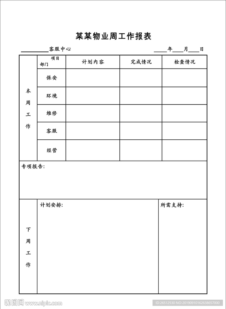 物业周工作报表