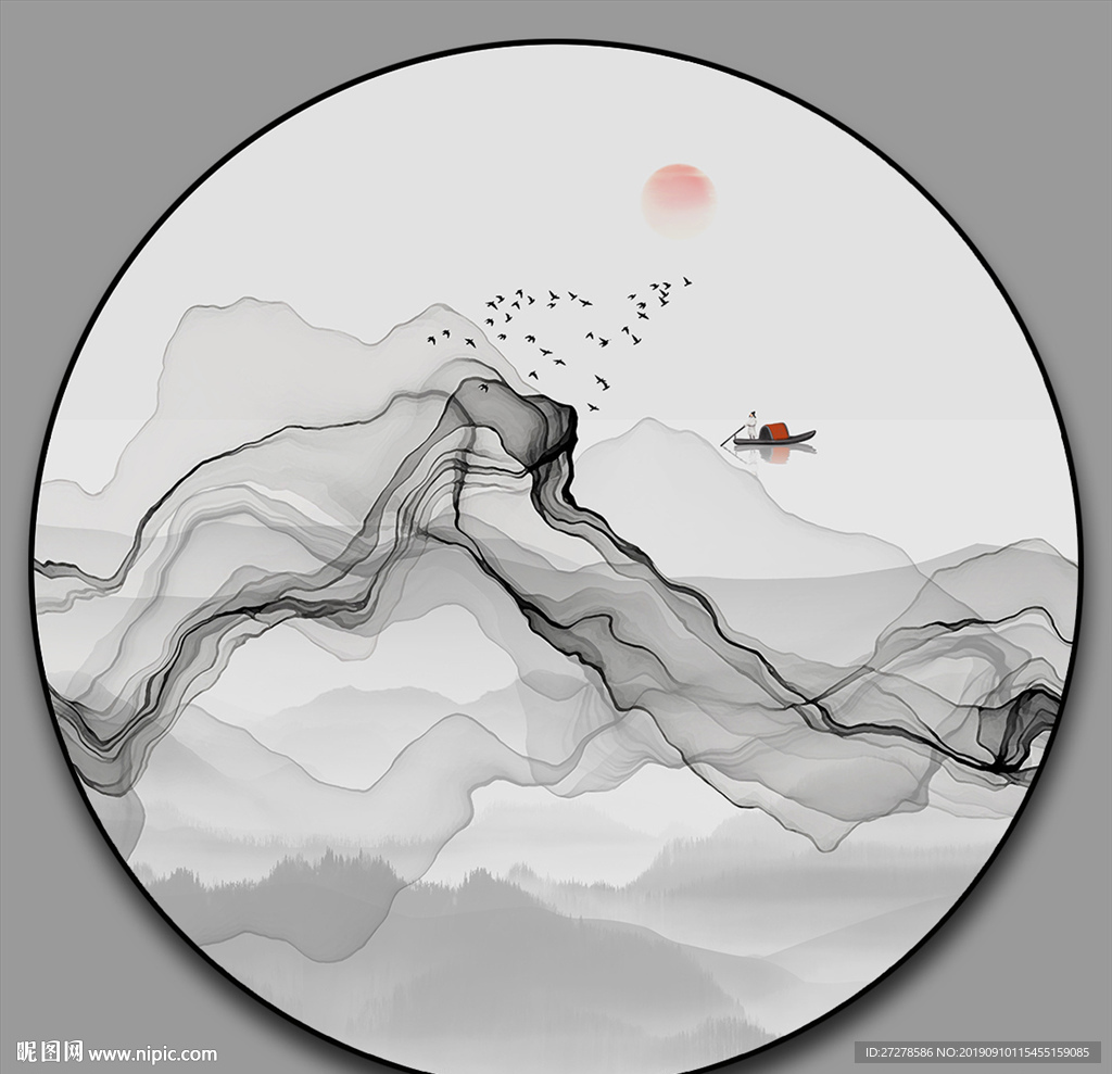 烟雾山水装饰画