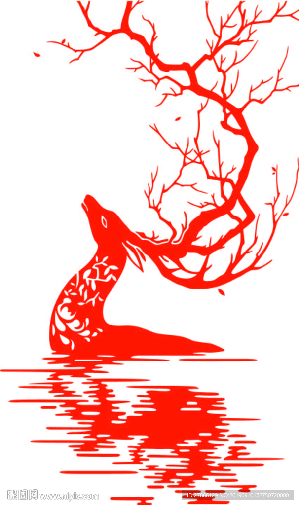 鹿高清矢量硅藻泥刻图素材