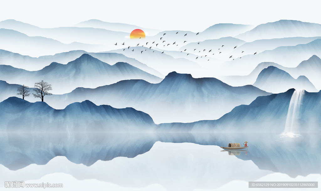 新中式山水背景墙