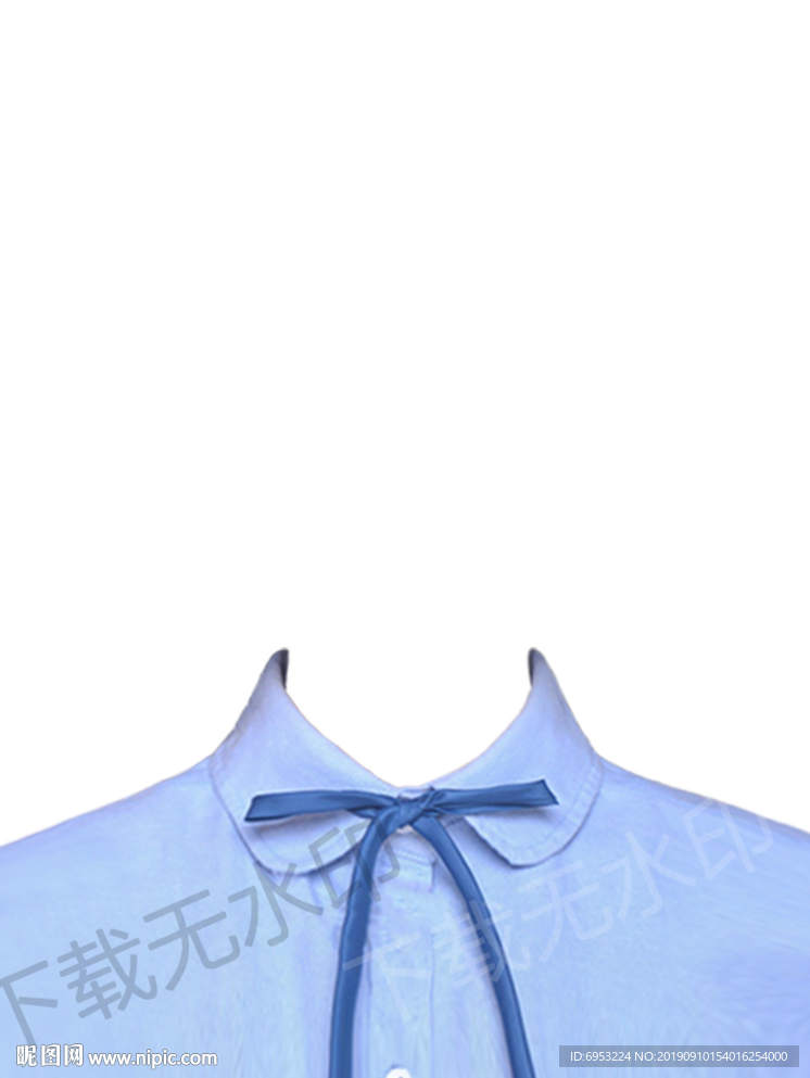 女生蓝色领结证件照模板