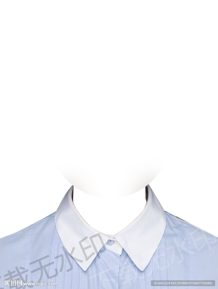 蓝色衬衫女生证件照模板