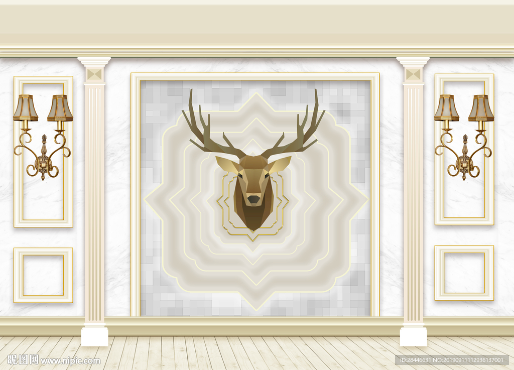 3D立体护墙板北 背景