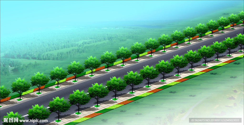 道路绿化效果图