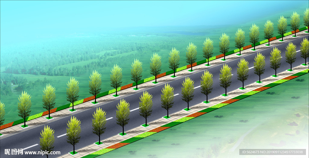 道路绿化效果图