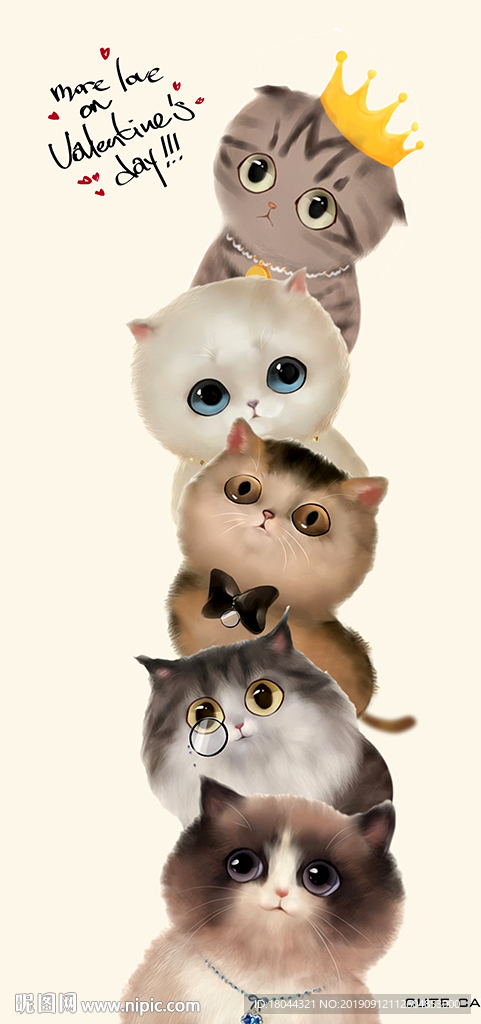 可爱卡通大眼萌猫萌宠装饰画玄关