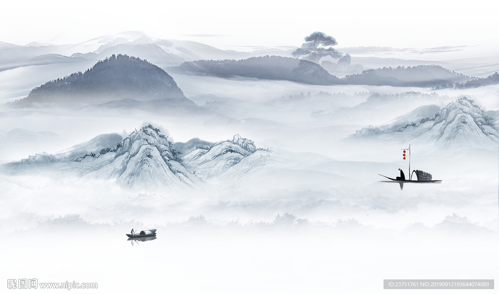 手绘山水