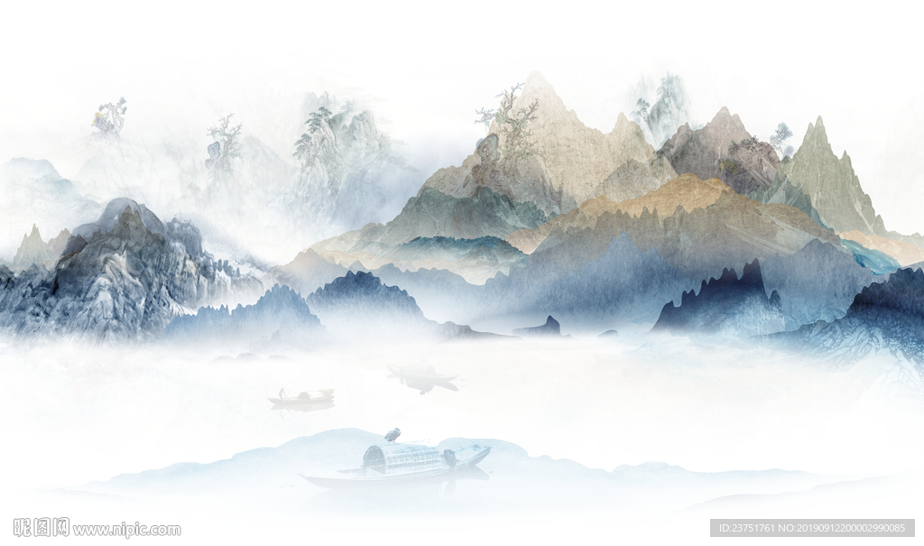 手绘山水