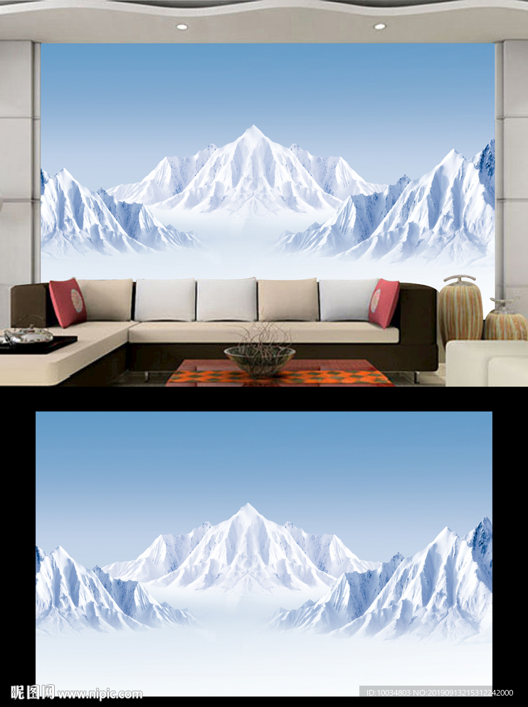 雪山电视背景墙