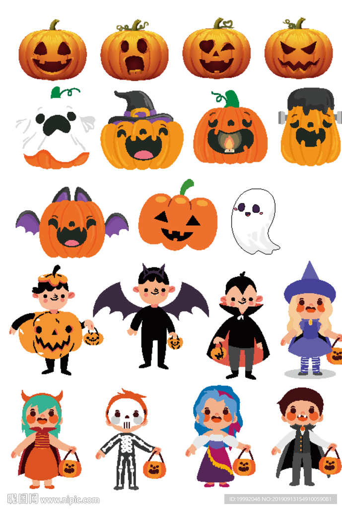 万圣节南瓜可爱卡通人物贴纸 2