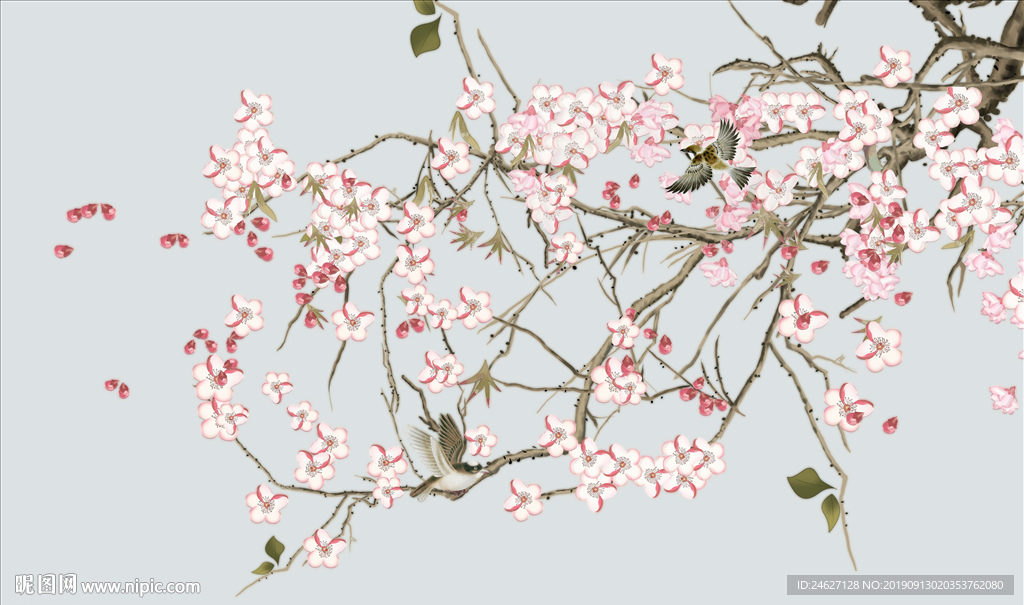 现代简约花鸟