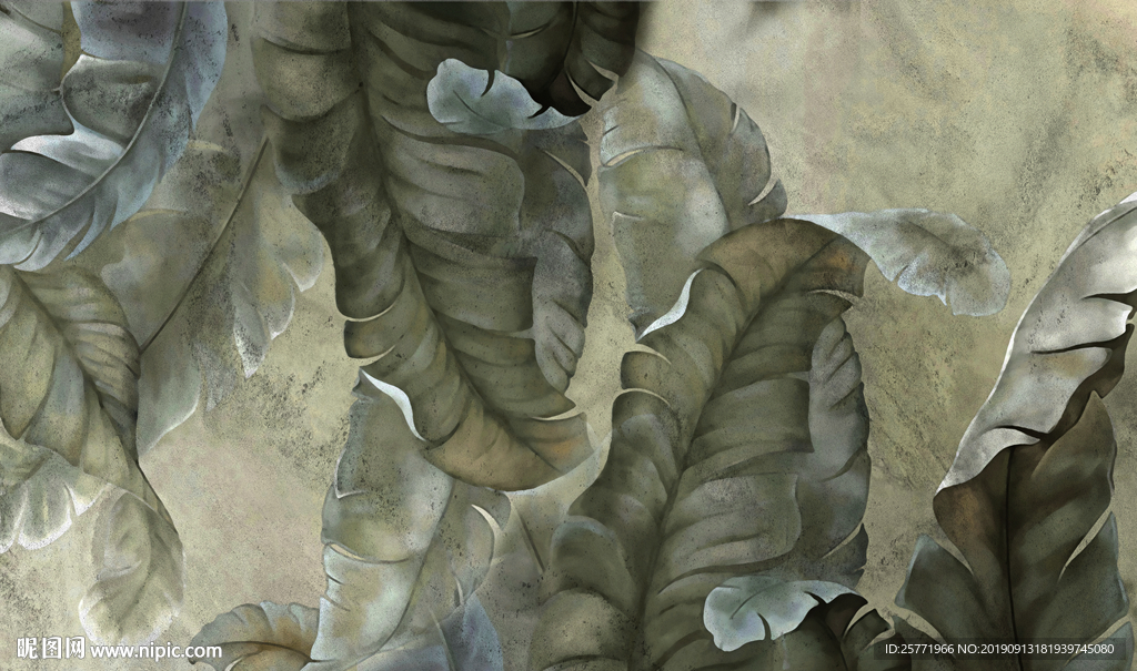 热带植物背景墙