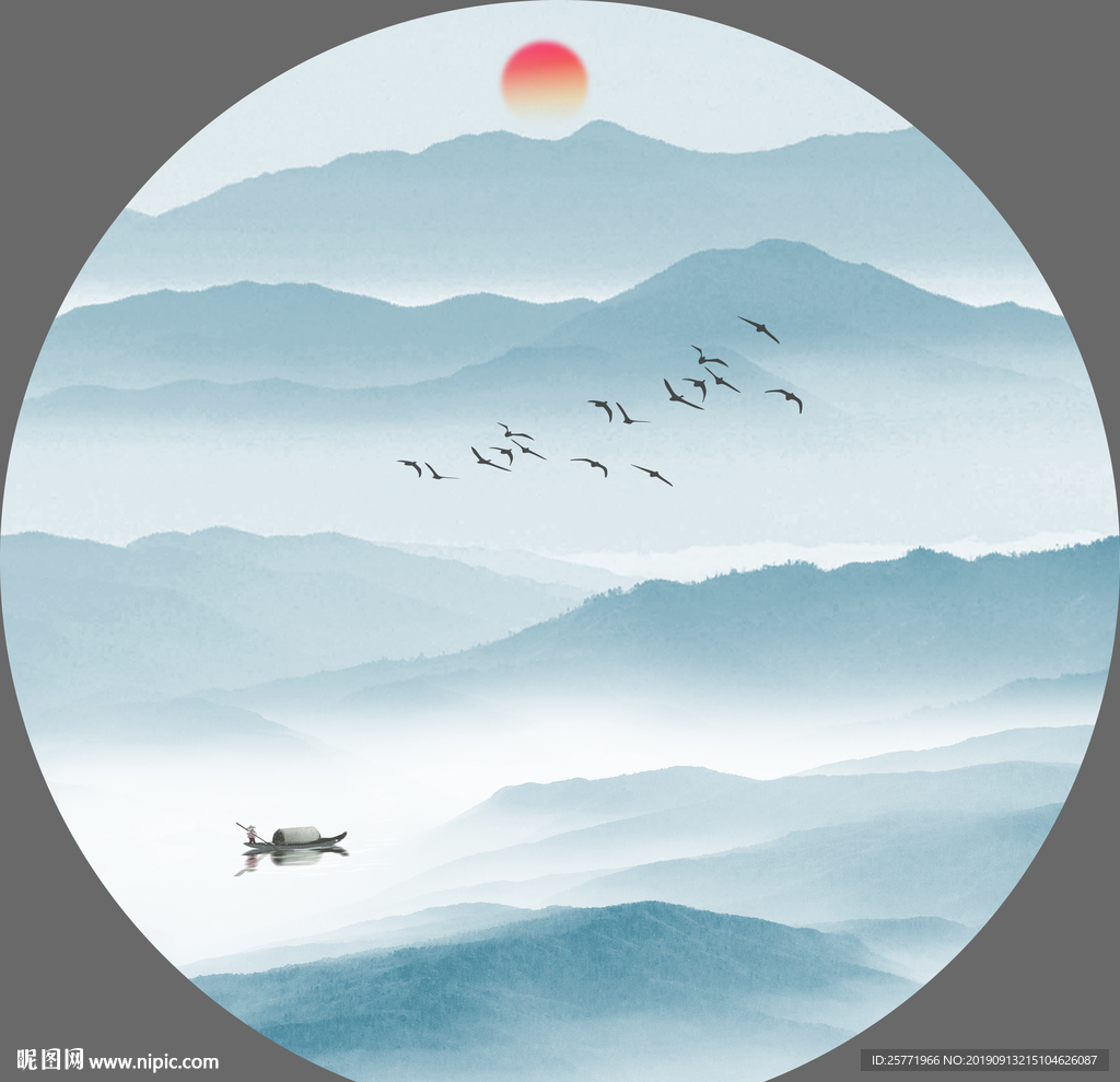 水墨画 圆形水墨画