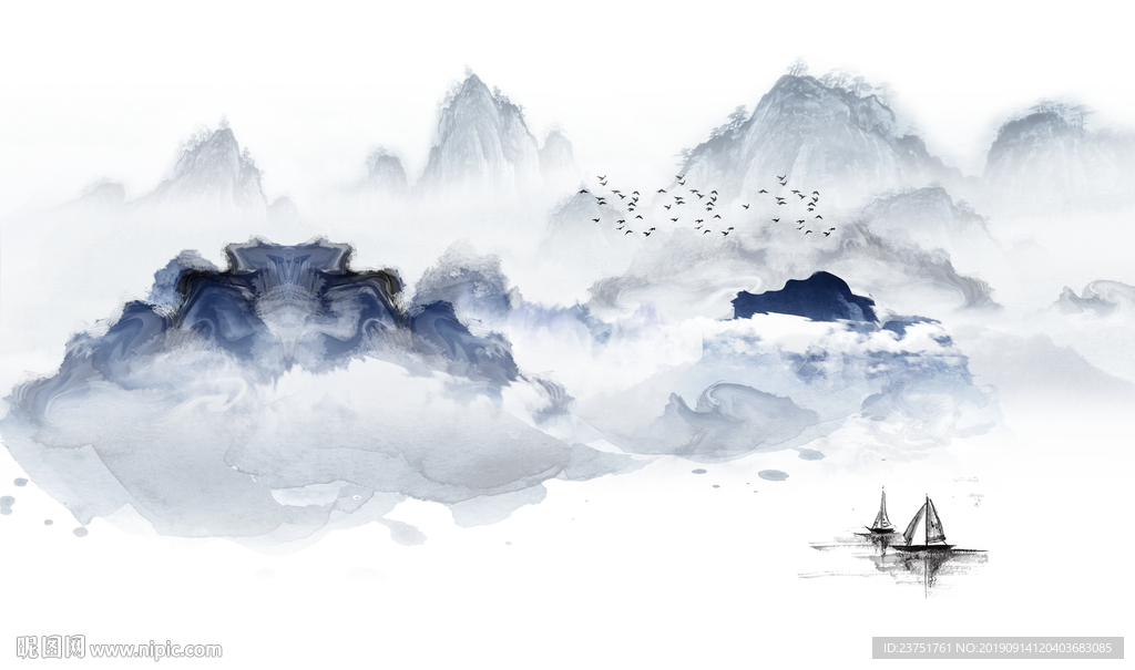 意境水墨山