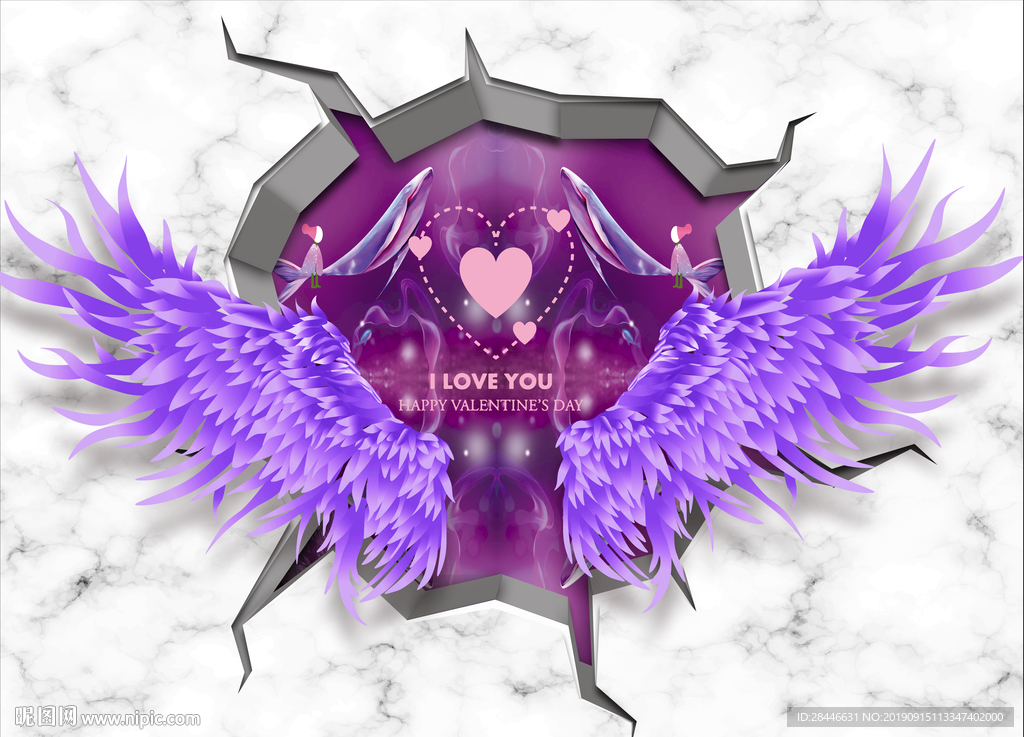 手绘网红翅膀背景拍照墙