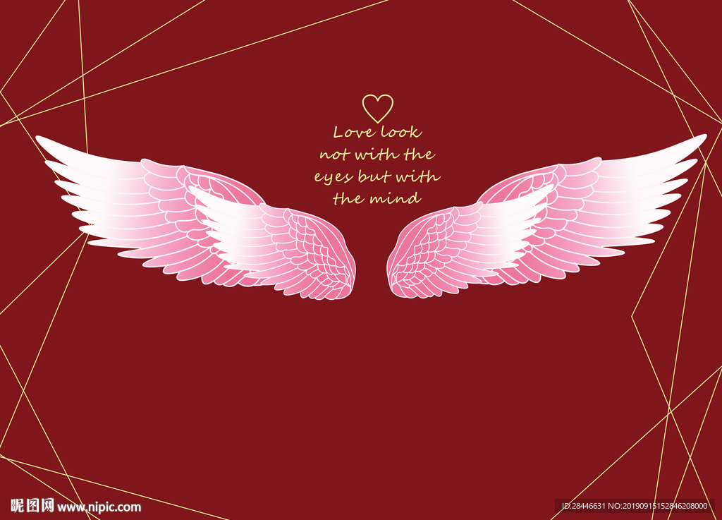 手绘网红翅膀背景拍照墙