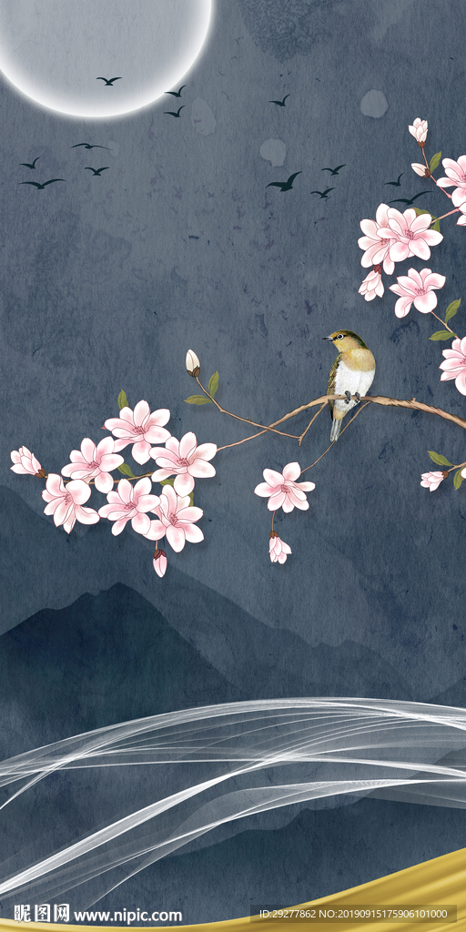 新款山水玄关画 TIF分层画