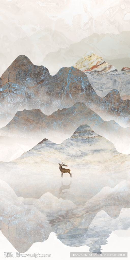 石纹山水玄关画 TIF分层画