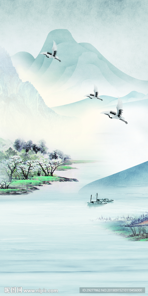 现代山水玄关挂画 TIF分层