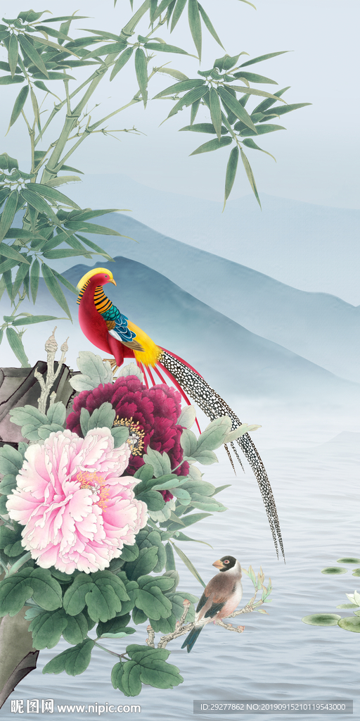 中式山水玄关画 TIF分层画