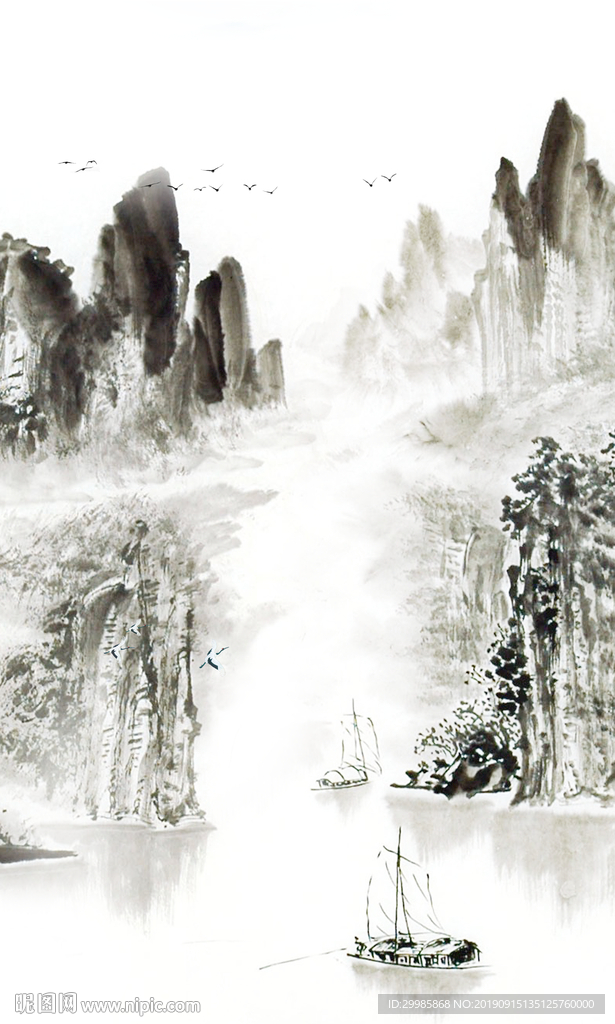 现代山水玄关画 TIF分层